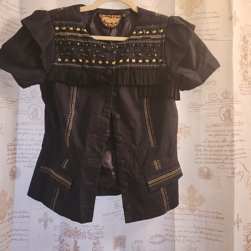 Twelve by twelve Bead-Embellished jacket black/yellow size M NWOT